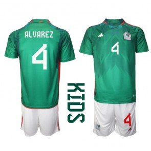 Mexico Edson Alvarez #4 Replika Babytøj Hjemmebanesæt Børn VM 2022 Kortærmet (+ Korte bukser)